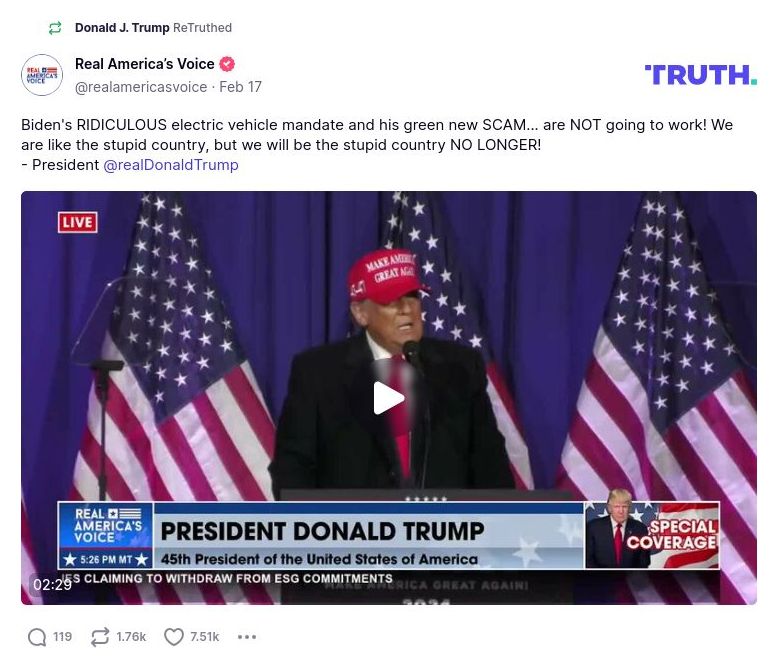 Post image from Donald Trump