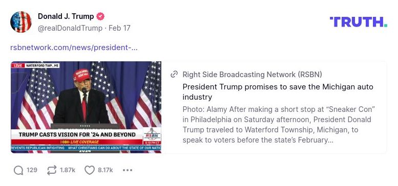 Post image from Donald Trump