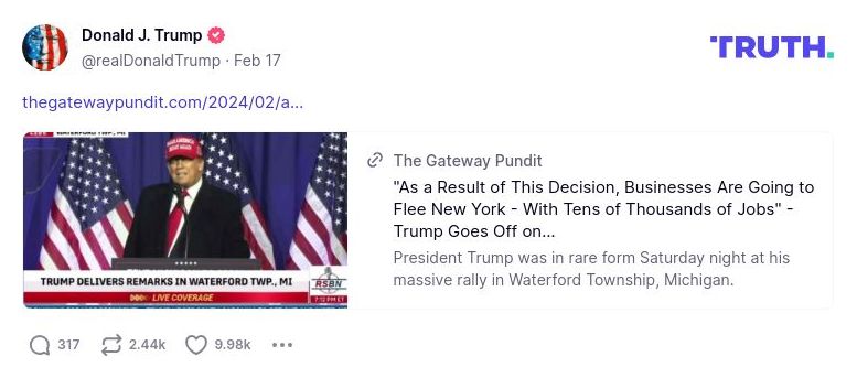 Post image from Donald Trump