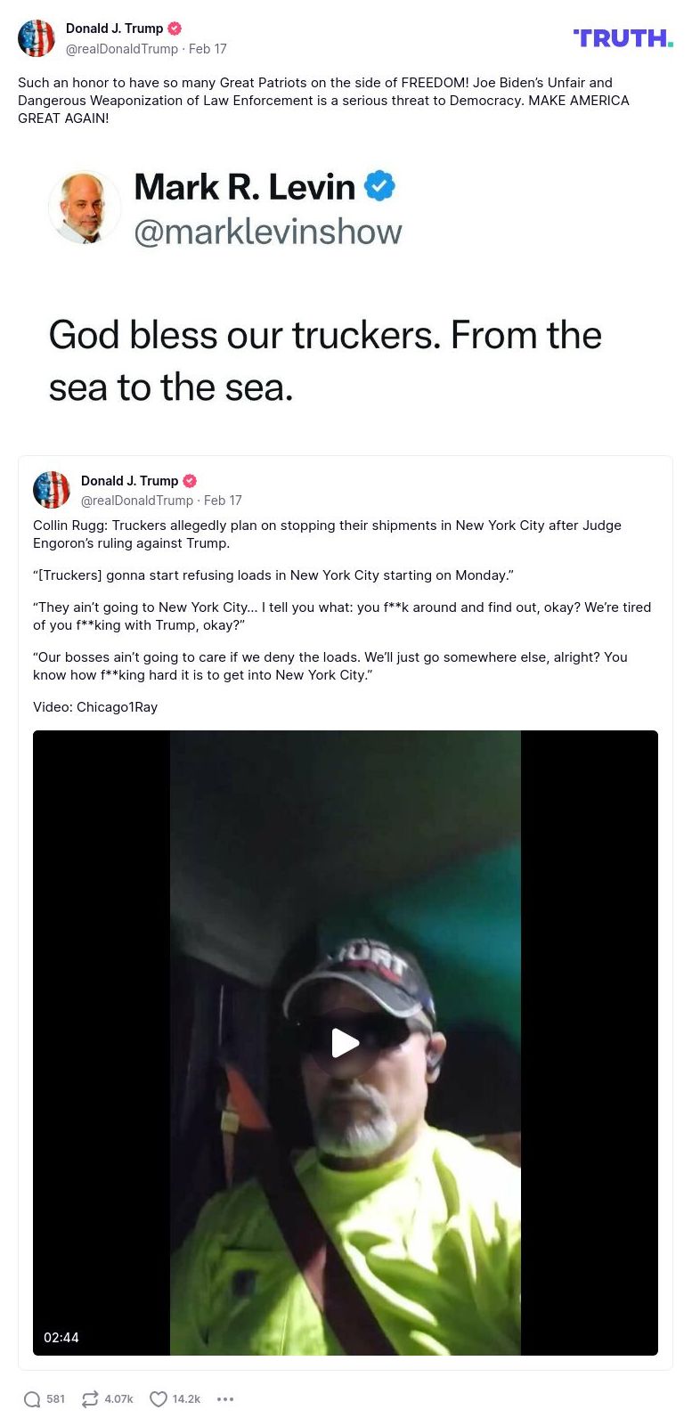 Post image from Donald Trump