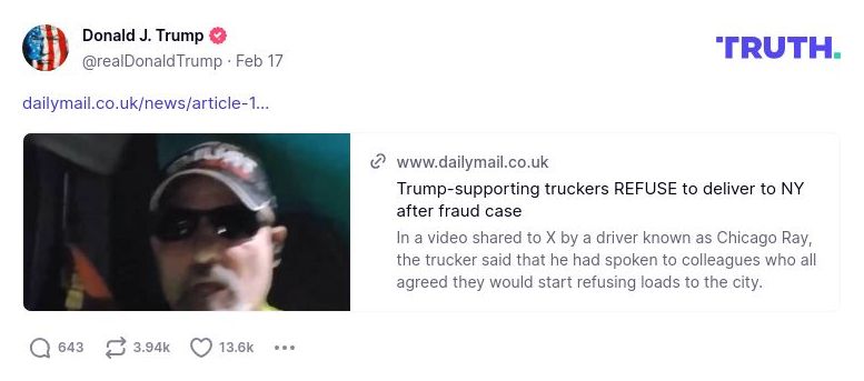 Post image from Donald Trump