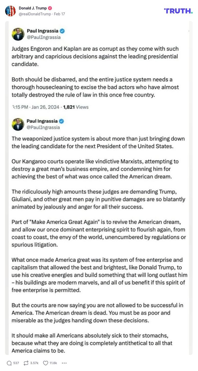 Post image from Donald Trump