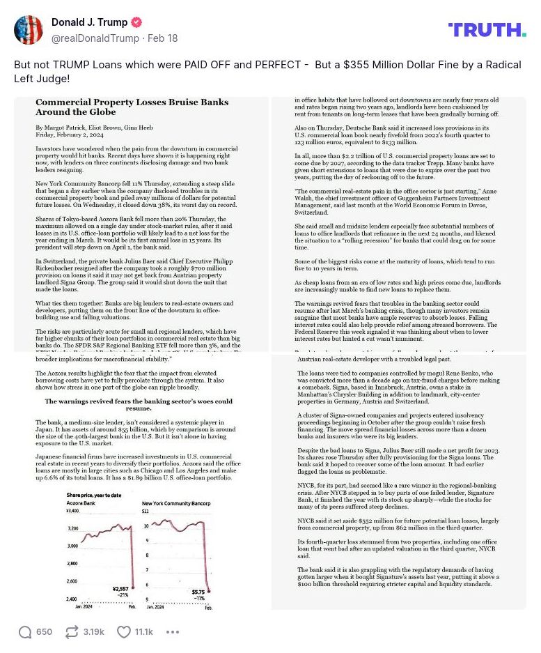 Post image from Donald Trump