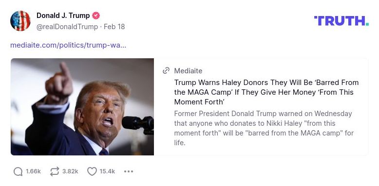 Post image from Donald Trump