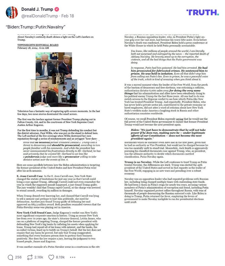 Post preview from Donald Trump