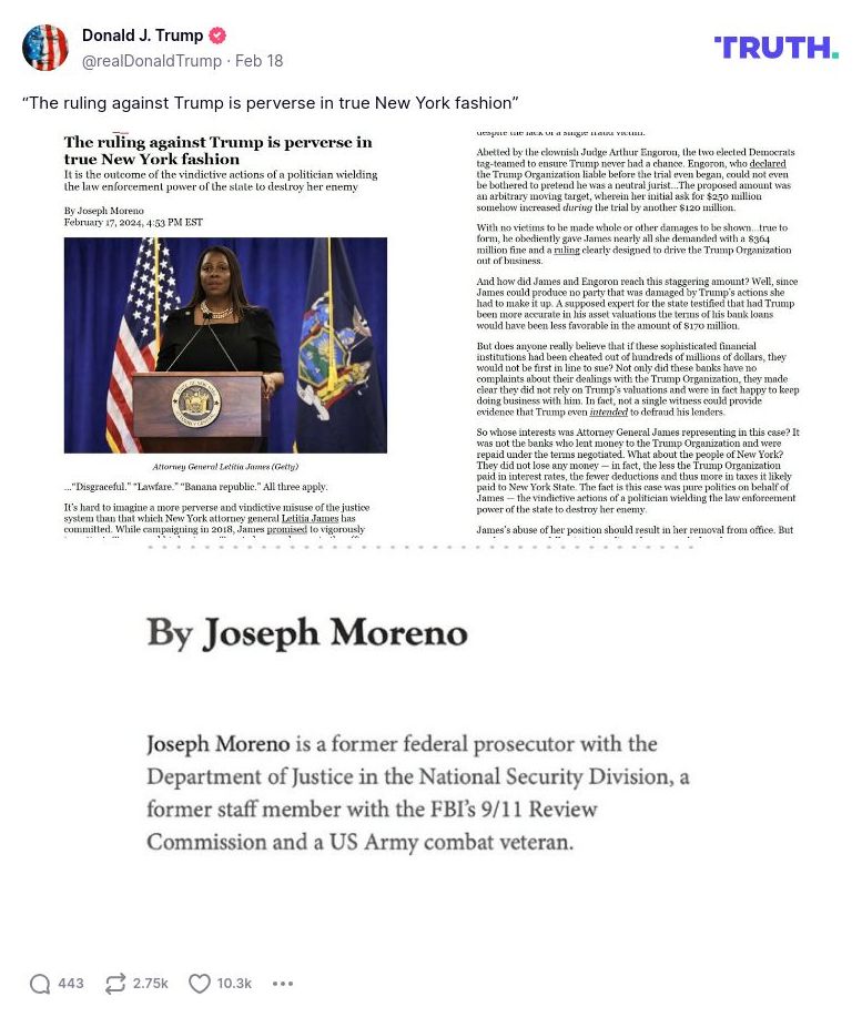 Post image from Donald Trump