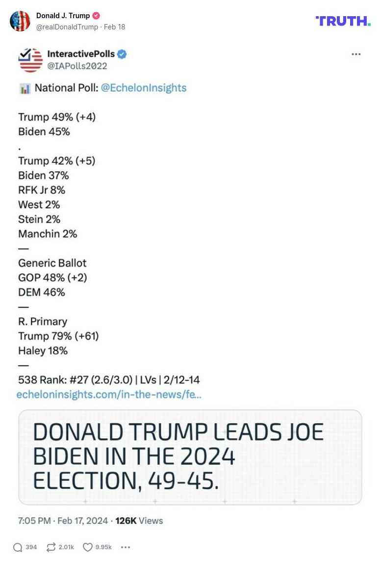 Post image from Donald Trump