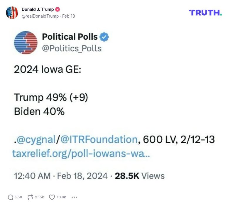 Post image from Donald Trump