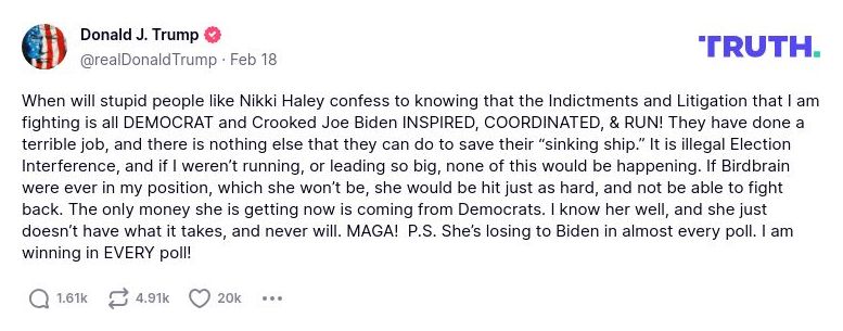 Post image from Donald Trump