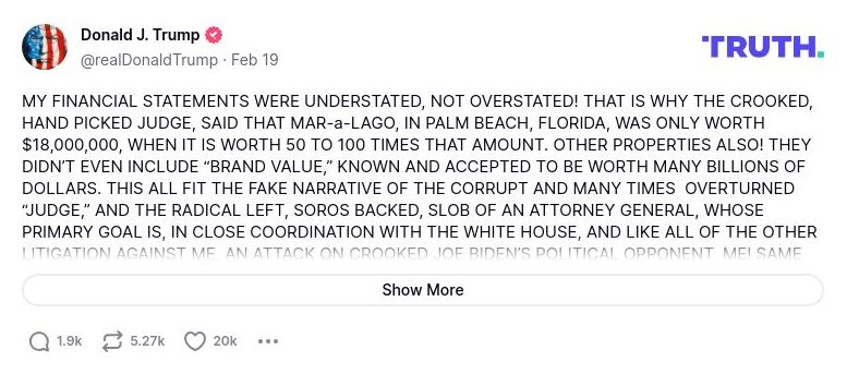 Post preview from Donald Trump