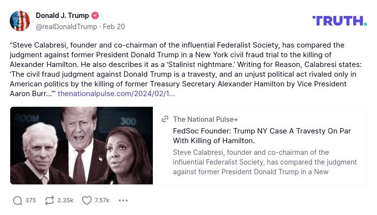 Post image from Donald Trump