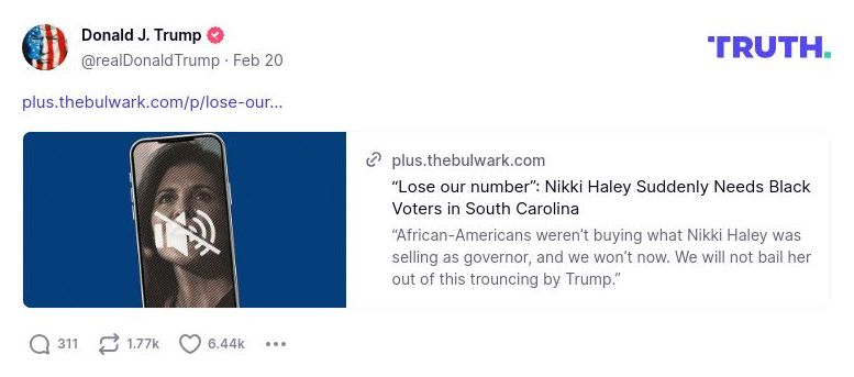 Post image from Donald Trump