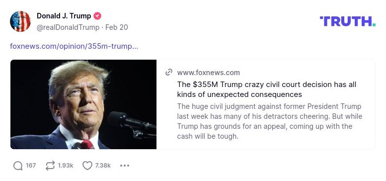 Post image from Donald Trump