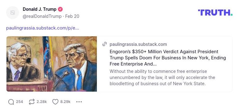 Post image from Donald Trump