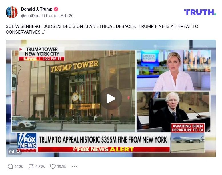 Post image from Donald Trump