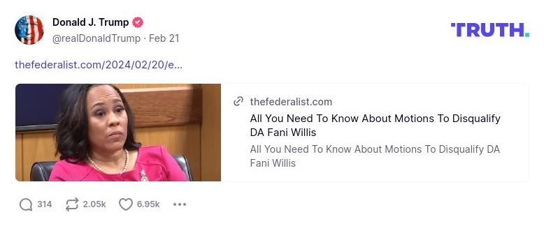 Post image from Donald Trump