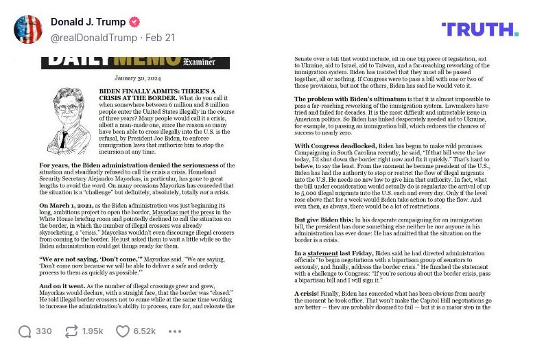 Post image from Donald Trump