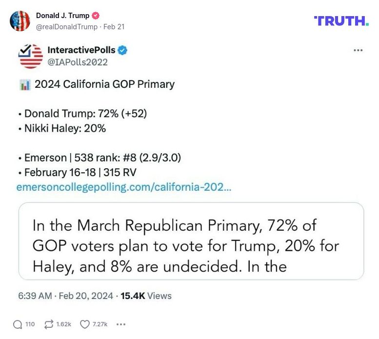 Post image from Donald Trump