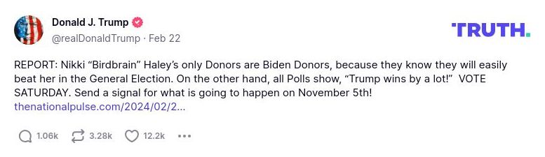 Post image from Donald Trump