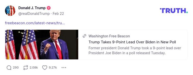 Post image from Donald Trump