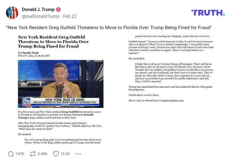 Post image from Donald Trump