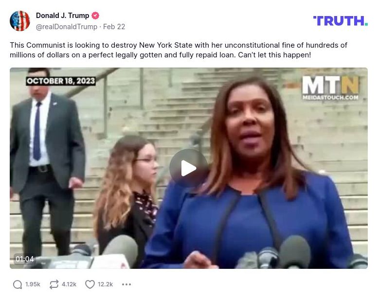 Post image from Donald Trump