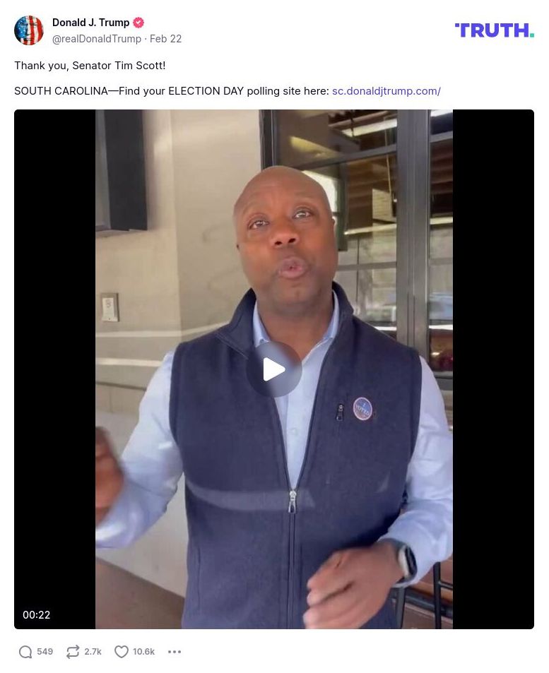 Post image from Donald Trump