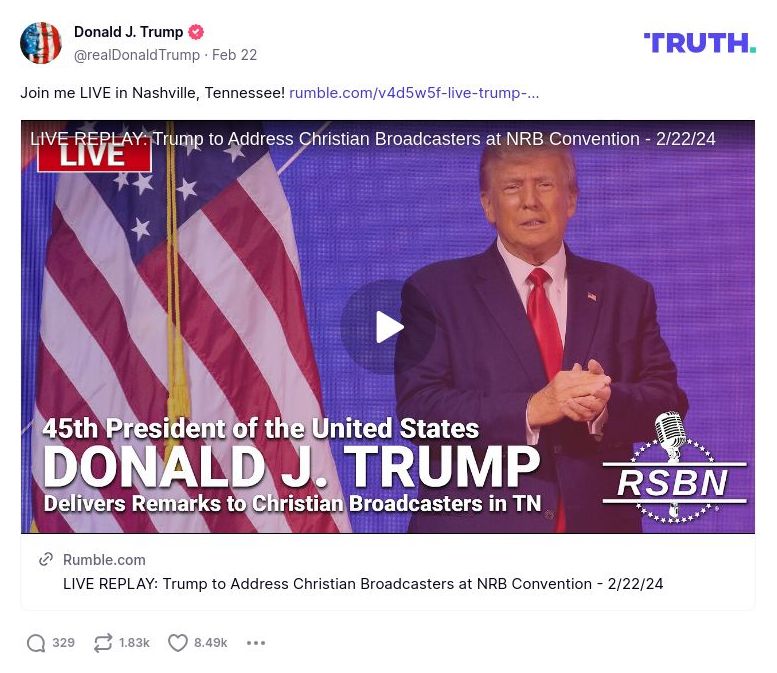 Post image from Donald Trump