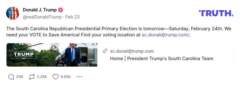 Post image from Donald Trump