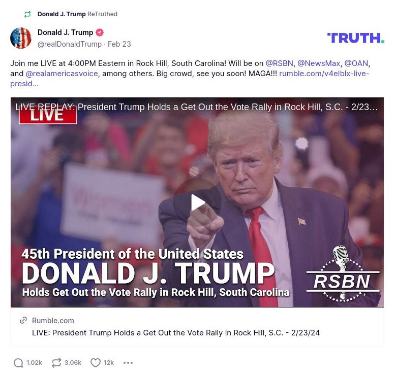 Post image from Donald Trump