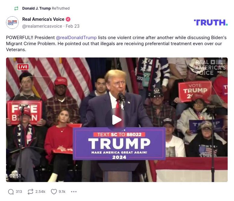 Post image from Donald Trump