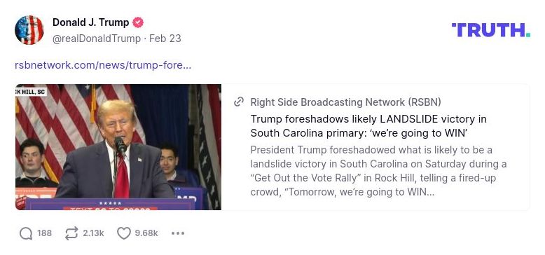 Post image from Donald Trump