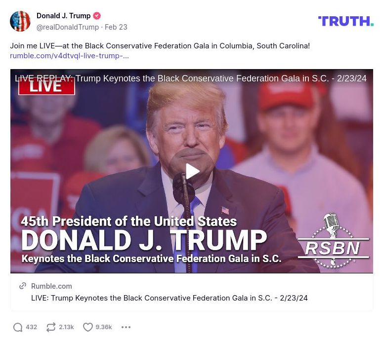 Post image from Donald Trump