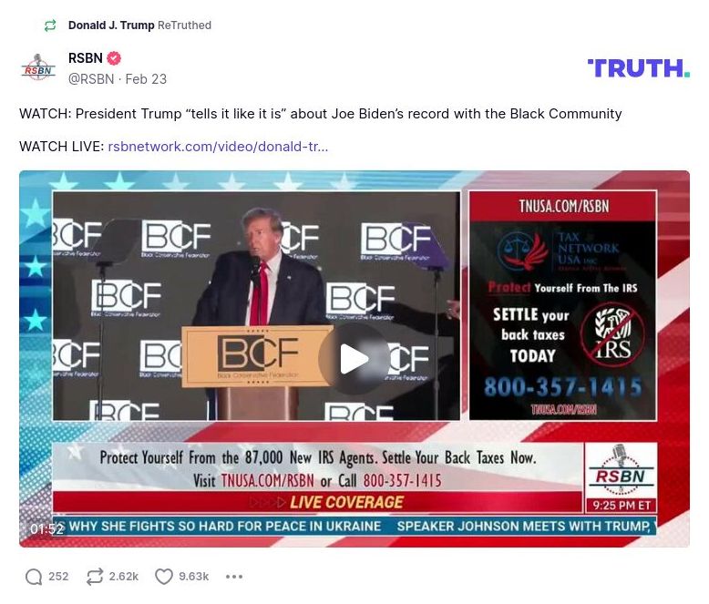 Post image from Donald Trump