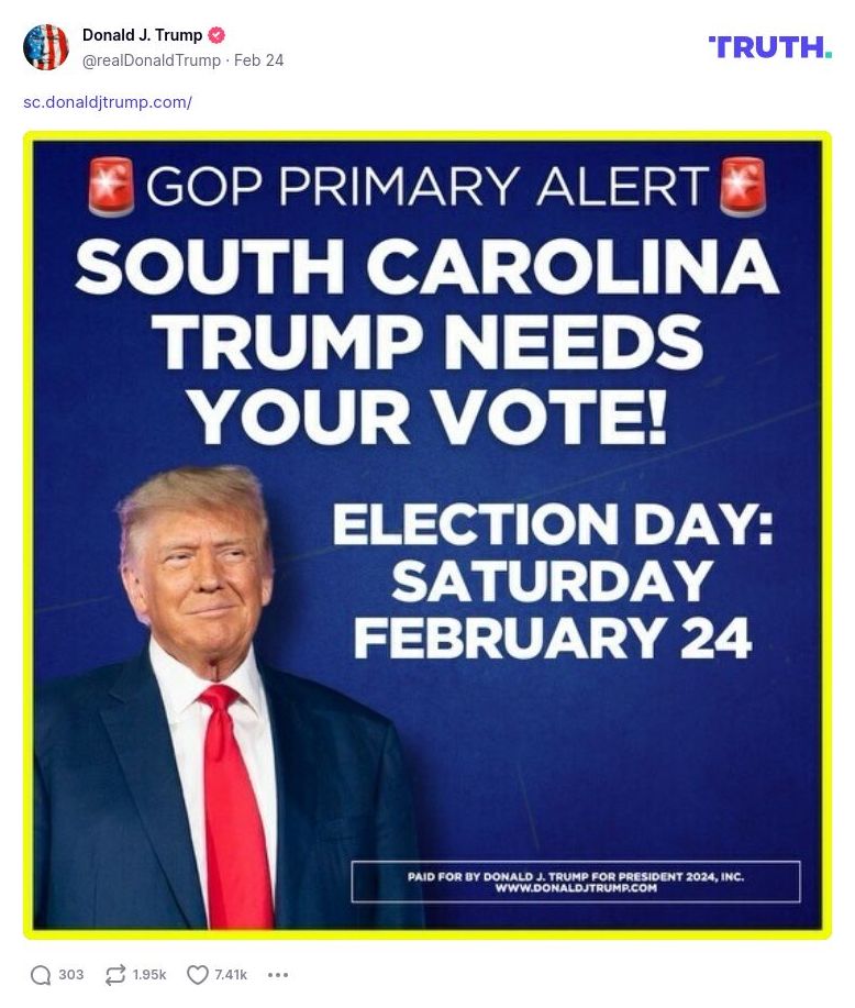 Post image from Donald Trump