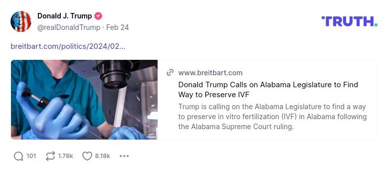 Post image from Donald Trump