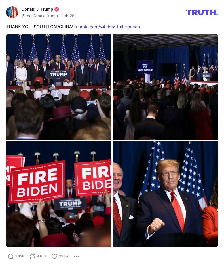 Post image from Donald Trump