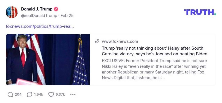 Post image from Donald Trump