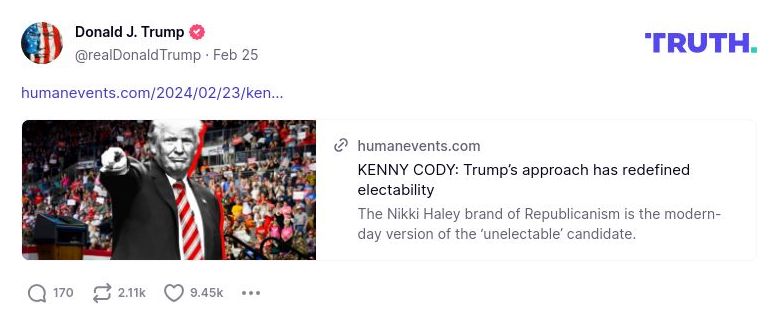 Post image from Donald Trump