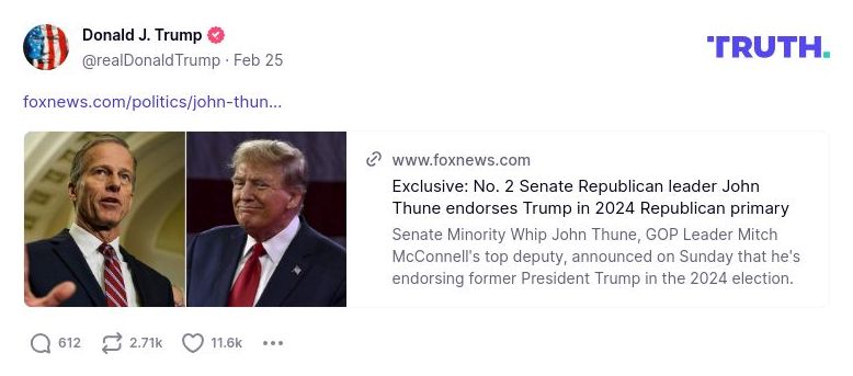 Post image from Donald Trump