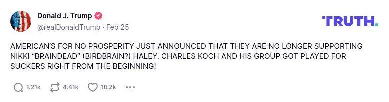 Post image from Donald Trump