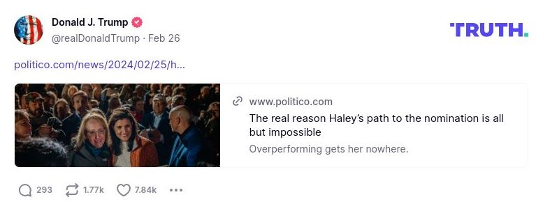 Post image from Donald Trump