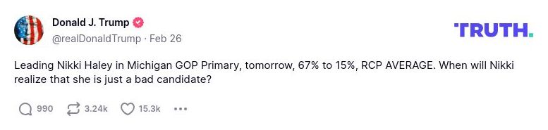 Post image from Donald Trump