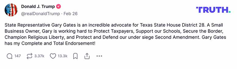 Post image from Donald Trump