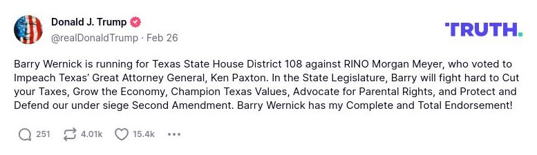 Post image from Donald Trump