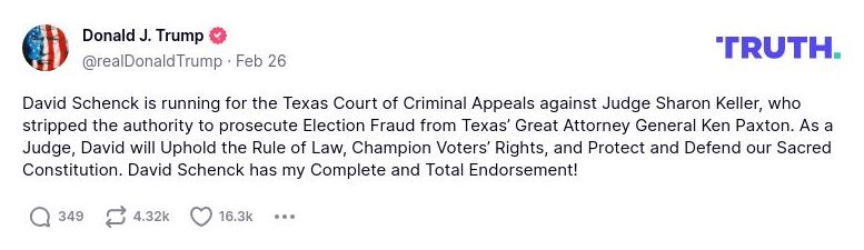 Post image from Donald Trump