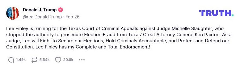 Post image from Donald Trump