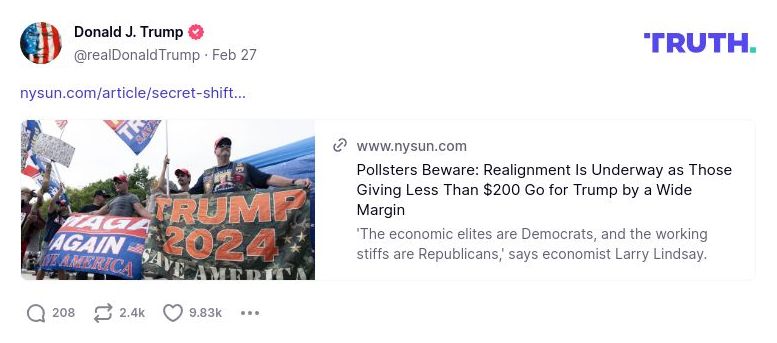 Post image from Donald Trump