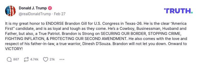 Post preview from Donald Trump