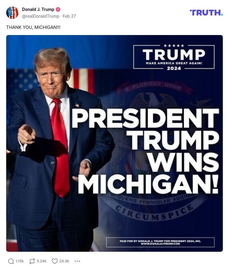 Post image from Donald Trump